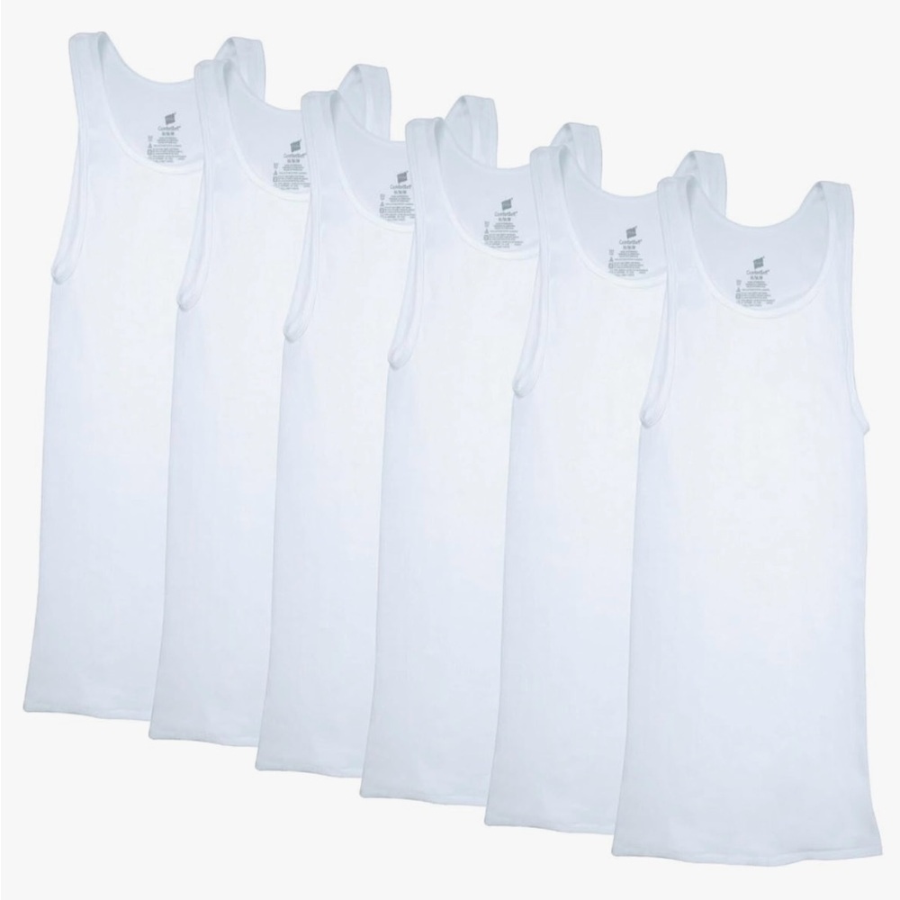 6 Tagless Men’s Tank Tops by Hanes size Medium